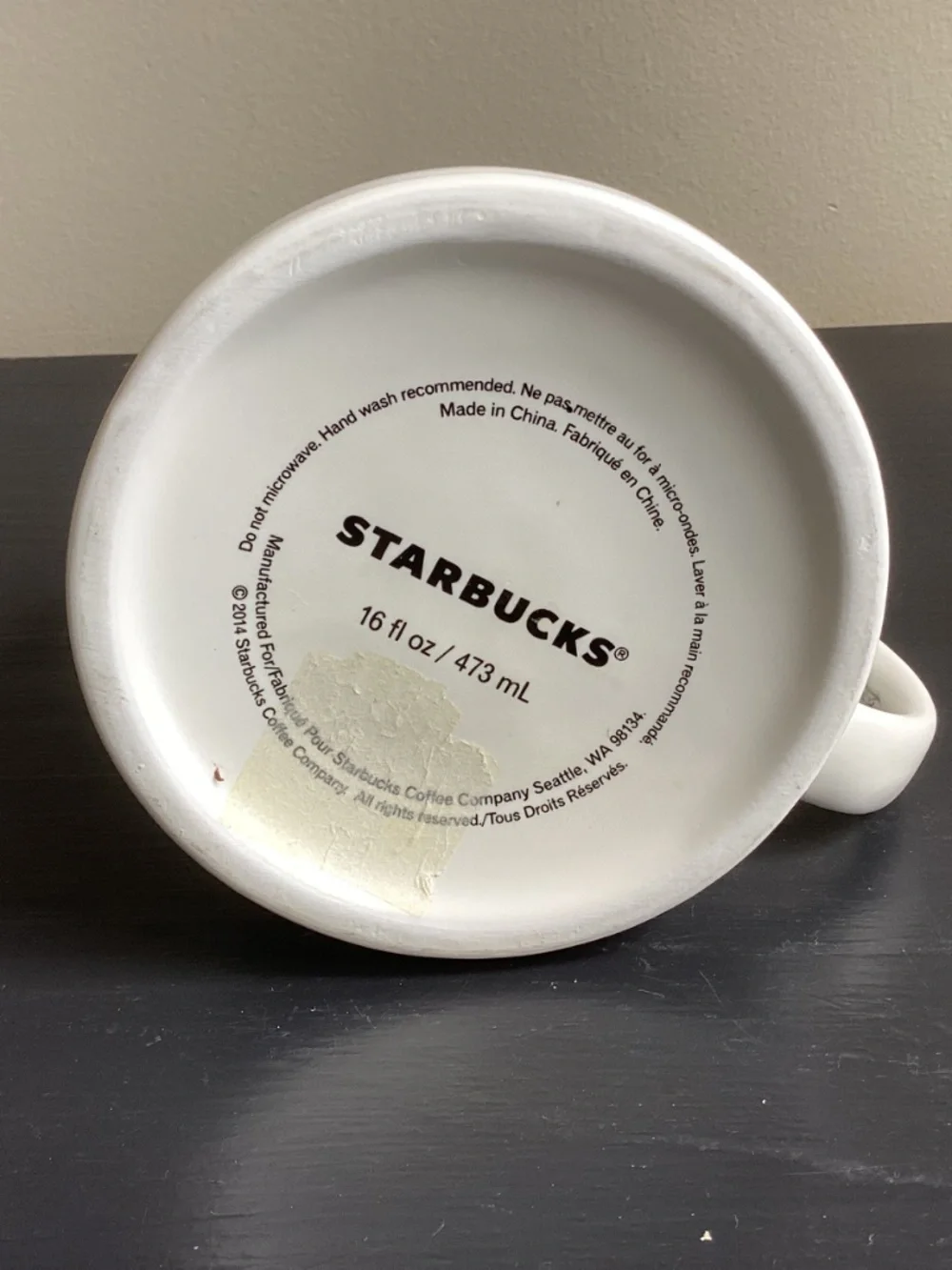 Starbucks Coffee Mug 16oz Embossed “Starbucks” Ceramic Porcelain